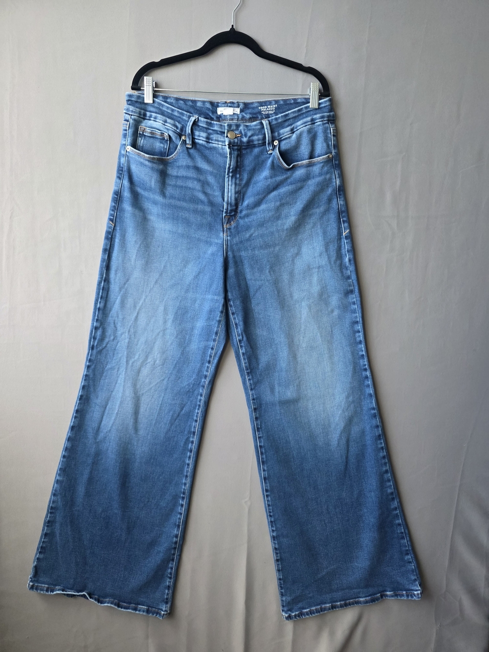 Good American Good Waist Palazzo Jeans Women 14/32 High Rise Wide Leg Blue Denim